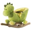 Cavallo a dondolo drago per i bambini in legno verde e giallo