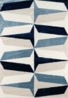 Tapis shaggy motif graphique beige, bleu et ivoire - 120x160 cm