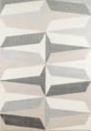 Tapis shaggy motif graphique beige, gris et ivoire - 200x290 cm