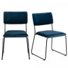 Lot de 2 chaises en velours style moderne bleu