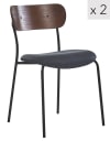 Set 2 sillas estilo industrial en acero y tejido negro