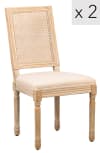 Set 2 sillas clásicos en madera y ratán beige