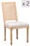 Set 2 sillas clásicos en madera y ratán gris