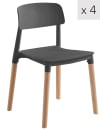 Set 4 sillas escandinavas con patas de madera negro