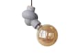 Lámpara colgante de hormigón y madera cable negro bombilla led Edison