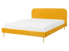 Letto con rete a doghe velluto giallo e oro 160 x 200 cm