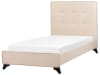 Letto in tessuto beige 90 x 200 cm