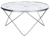 Elegante tavolino con piano in vetro e struttura in metallo