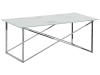 Table basse effet marbre blanc structure argentée