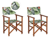 Lot de 2 chaises de jardin bois foncé à motif toucan crème