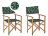 Set di 2 sedie legno di acacia chiaro crema motivo olive verde