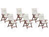 Lot de 6 chaises en bois avec coussins blanc cassé