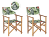 Set di 2 sedie legno di acacia chiaro crema motivo tucani multicolore