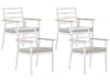 Lot de 4 chaises de jardin blanches avec coussins beige
