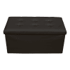 Puf arcón plegable con tapa en polipiel negro 76x38x38