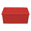 Puf de almacenamiento con tapa de polipiel rojo 76x38x38