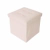 Puf de almacenamiento en forma de cubo de cuero beige 30x30x30