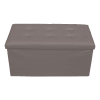 Puf arcón plegable de polipiel gris con tapa 76x38x38