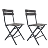 2 sillas de jardín plegables de plástico y acero gris oscuro y negro