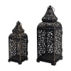 2er-Set Kerzenständer aus schwarzem Metall im ethnischen Stil