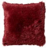 Housse de coussin rouge fausse fourrure-60x60 cm uni