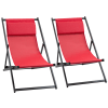 Set 2 sedie poltrona sdraio da esterni in alluminio rosso