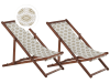 Set di 2 sedie a sdraio legno acacia scuro fantasia sabbia