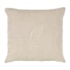 Cuscino arredo in lino con ricamo e piping di cotone bianco