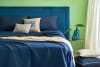 Completo letto in cotone e lino blu 200x180 cm