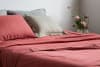 Completo letto in cotone e lino rosso 200x180 cm