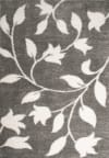 Tapis shaggy motif fleur gris - 200x290 cm