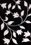 Tapis shaggy motif fleur noir - 200x290 cm