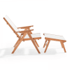 Sedia relax in legno di eucalipto con poggiapiedi bianco
