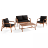 Conjunto de muebles de eucalipto con 1 sofá, 2 sillones y mesa