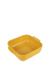 Plat à four carré en céramique jaune safran 21x21cm
