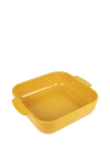 Plat à four carré en céramique jaune safran 28x28cm
