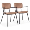 Lote de 2 sillas con reposabrazos en textil de color marrón claro