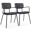 Set Stühle mit Armlehnen aus Kunstleder Schwarz