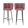 Set aus 2 Barstühlen aus rosa Samt, 75cm