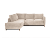 5-Sitzer Ecksofa links mit Bettfunktion aus geripptem Samt Beige