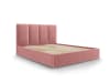 Bett mit Bettkasten und Kopfteil aus Samt, rosa