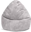 Pouf poire XXL d'intérieur velours grosse cote gris clair 80x130cm