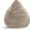 Pouf poire XXL fausse fourrure douce à relief taupe 80x130cm