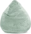 Pouf poire XXL fausse fourrure douce à relief vert sauge 80x130cm