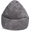 Pouf poire XXL d'intérieur velours grosse cote anthracite 80x130cm