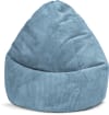 Pouf poire XXL d'intérieur velours grosse cote bleu pétrole 80x130cm