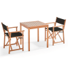 Tavolo quadrato in legno e 2 sedie pieghevoli nere