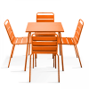 Tavolo da giardino e 4 sedie in metallo arancione