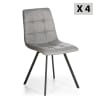Set de 4 sillas comedor tapizadas en tela gris claro