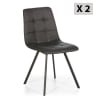 Set de 2 sillas comedor tapizadas en tela gris oscuro